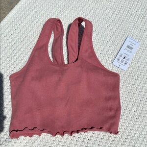 Ribbed Pink Crop Top and Leggings Set